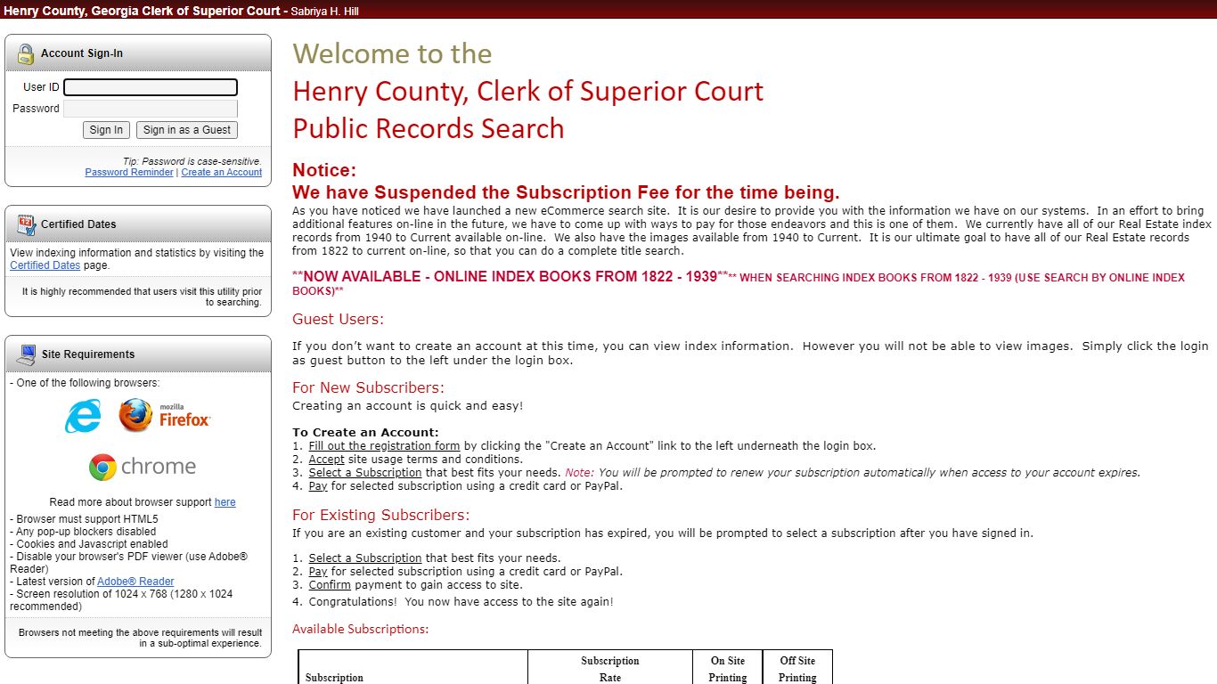 eSearch | Account Sign In